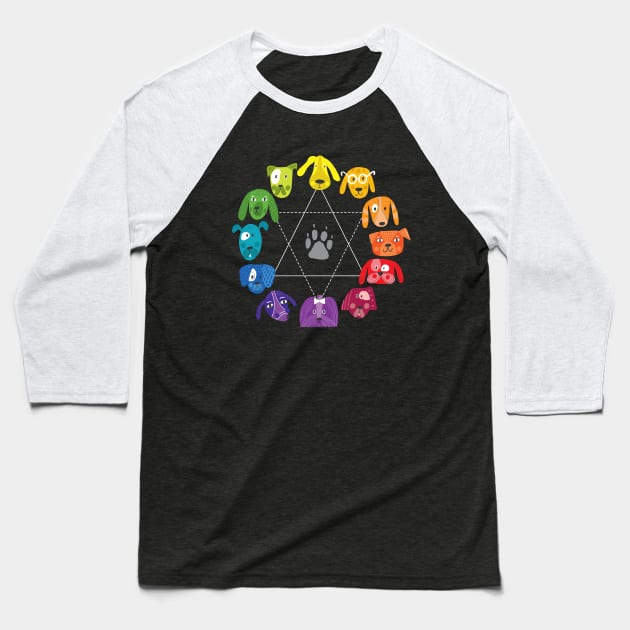 Artist Color Wheel Dog Themed Art Baseball T-Shirt by August Design